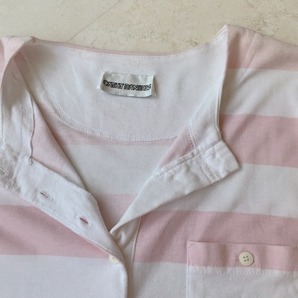 Pink and white cotton striped Dress Sz Med - Picture 4 of 4